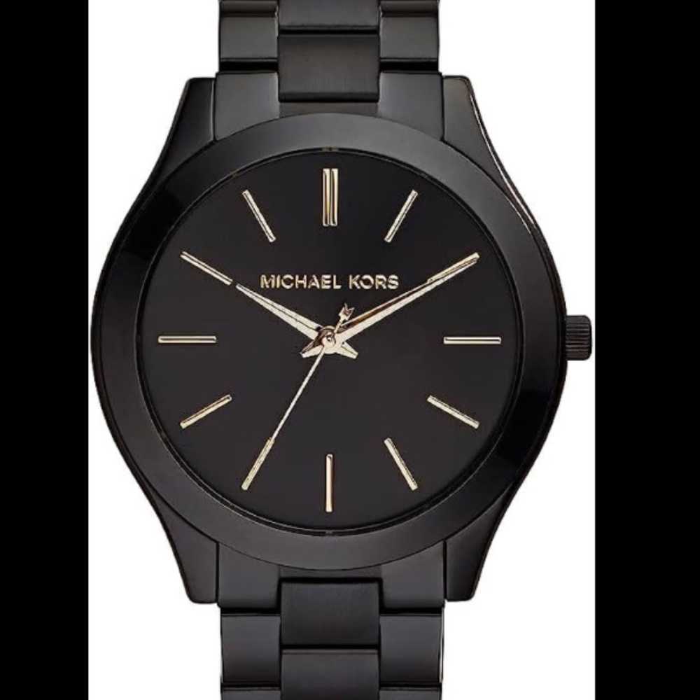 Michael Kors Oversized Slim Runway Black-Tone Watch